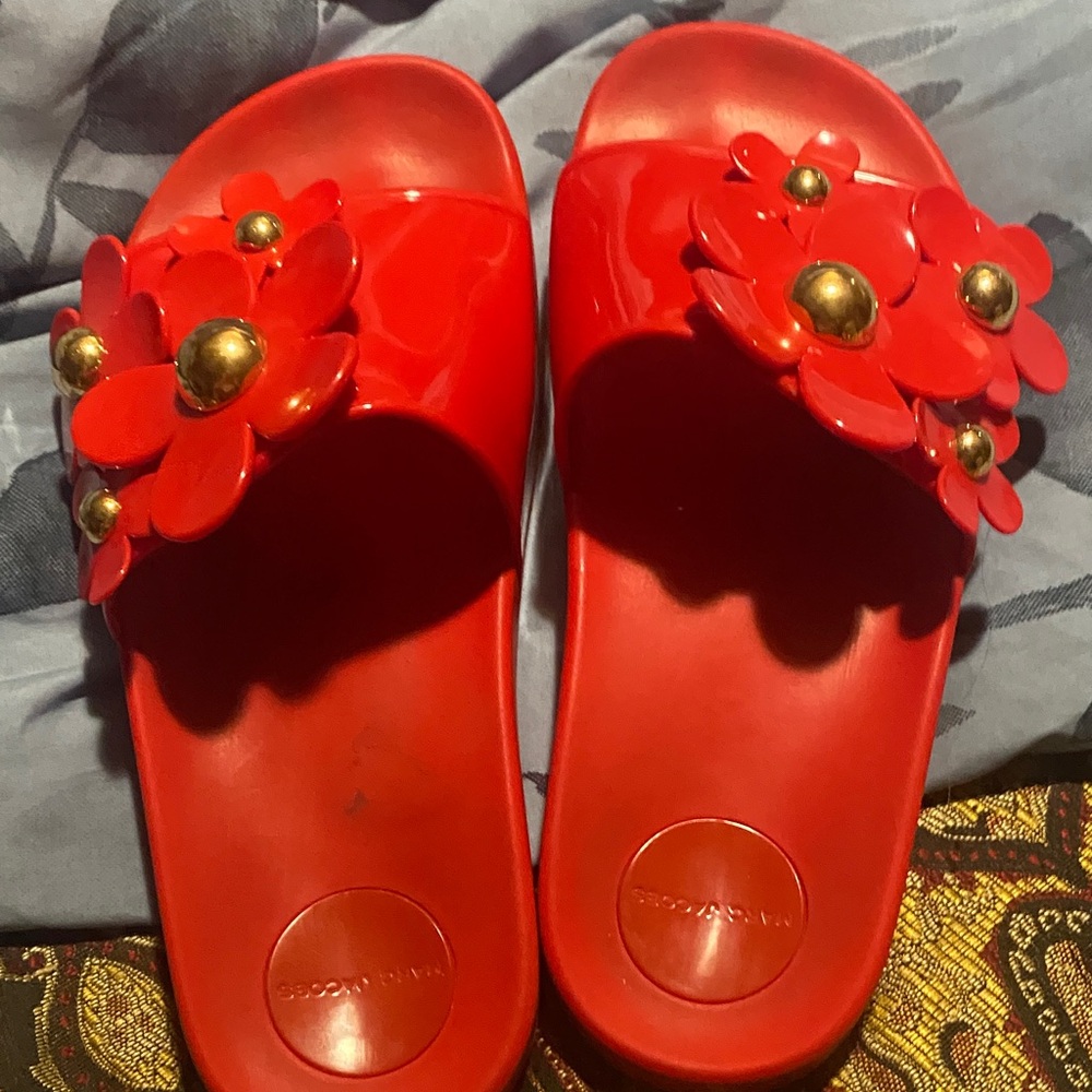 Marc Jacobs Red Floral Slide Clogs